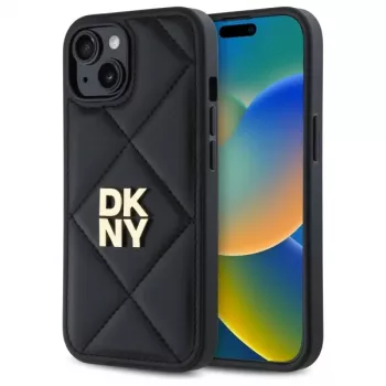 DKNY DKHCP14SPQDSLK Quilted Stack Logo Back Cover til Apple iPhone 14 6,1 inch sort