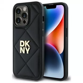DKNY DKHCP14LPQDSLK Quilted Stack Logo Back Cover Case til Apple iPhone 14 Pro 6,1 inch sort