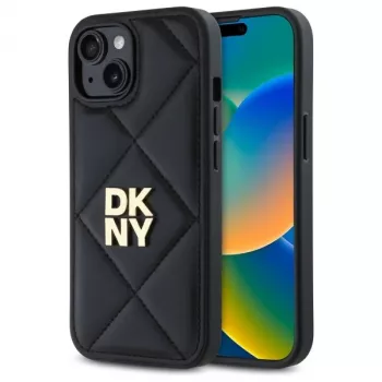 DKNY DKHCP15SPQDSLK Quilted Stack Logo Back Cover til Apple iPhone 15 6,1 inch sort