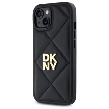 DKNY DKHCP15SPQDSLK Quilted Stack Logo Back Cover til Apple iPhone 15 6,1 inch sort