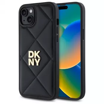 DKNY DKHCP15MPQDSLK Quilted Stack Logo Case til iPhone 15 Plus 6,7 inch sort