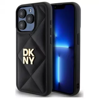 DKNY DKHCP15LPQDSLK Quilted Stack Logo Back Cover til Apple iPhone 15 Pro 6,1 inch sort