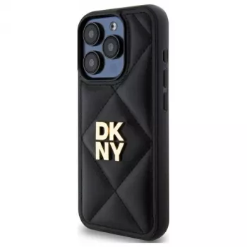 DKNY DKHCP15LPQDSLK Quilted Stack Logo Back Cover til Apple iPhone 15 Pro 6,1 inch sort