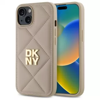DKNY DKHCP14SPQDSLE Quilted Stack Logo Case til Apple iPhone 14 6,1 inch beige