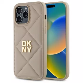DKNY DKHCP14XPQDSLE Quilted Stack Logo Case til iPhone 14 Pro Max 6,7 inch - beige