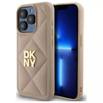 DKNY DKHCP15XPQDSLE Quilted Stack Logo Back Cover til Apple iPhone 15 Pro Max 6,7 inch beige