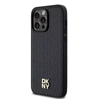 DKNY DKHMP14XPSHRPSK iPhone 14 Pro Max 6.7 hardcase læder monogrammønster metallogo MagSafe sort