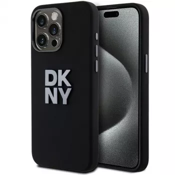 DKNY DKHCP15LSMCBSK Hardcase Liquid Silicone Case til Apple iPhone 15 Pro 6,1 inch sort med metallogo