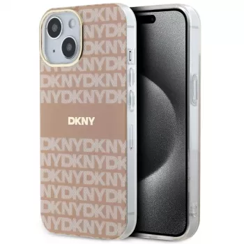 DKNY DKHMP15MHRHSEP Hard Case til Apple iPhone 15 Plus / 14 Plus 6,7 inch pink IML Mono & Stripe MagSafe