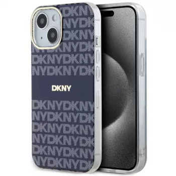 DKNY DKHMP15SHRHSEB Hard Case til iPhone 15/14/13 6,1 inch blå Mono & Stripe IML MagSafe