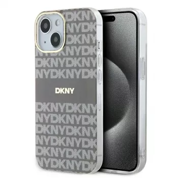 DKNY DKHMP15SHRHSEE Hard Case til Apple iPhone 15 / 14 / 13 6,1 inch beige IML Mono & Stripe MagSafe