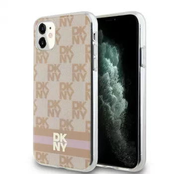 DKNY DKHMN61HCPTSP Hard Case til iPhone 11 / XR 6,1 inch pink Checkered Mono Pattern & Printed Stripes MagSafe
