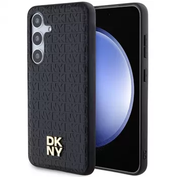 DKNY DKHMS24MPSHRPSK S24+ S926 sort hardcase i læderlook med metallogo og MagSafe til Samsung Galaxy S24+