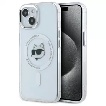 Karl Lagerfeld KLHMP15MHLSCHH Hardcase til Apple iPhone 15 Plus 6,7 inch hvid IML Metal Choupette Head MagSafe