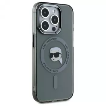 Karl Lagerfeld KLHMP15LHLSKIK Hardcase til Apple iPhone 15 Pro 6,1 inch sort IML Metal Karl Head MagSafe