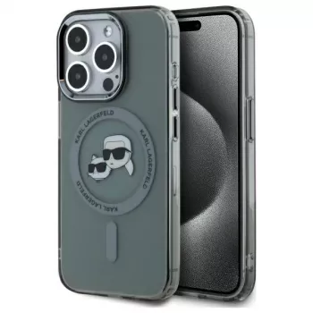 Karl Lagerfeld KLHMP15XHLSKCK iPhone 15 Pro Max 6,7 inch hardcase IML Metal Karl & Choupette Head MagSafe sort