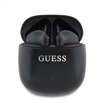 Guess GUTWSJ14ESGKTWS True Wireless Bluetooth 5.3 in-ear-hovedtelefoner med opladningsetui, sort, Classic Logo Print