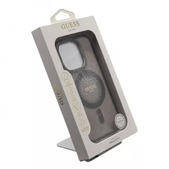 Guess GUHMP16LPFTDTEK Hard Case til Apple iPhone 16 Pro 6,3 inch, sort, IML Strass Stones, MagSafe