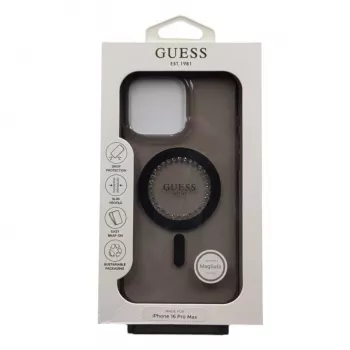 Guess IML Rhinestones MagSafe Case til iPhone 16 Pro Max (sort)