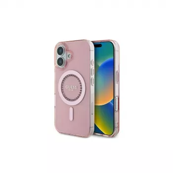 Guess IML Rhinestones MagSafe Case til iPhone 16 (Pink)