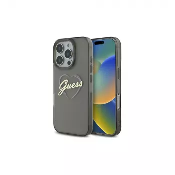 Guess GUHCP16LHCHGSPK Hard Case til Apple iPhone 16 Pro 6,3 inch sort IML Heart