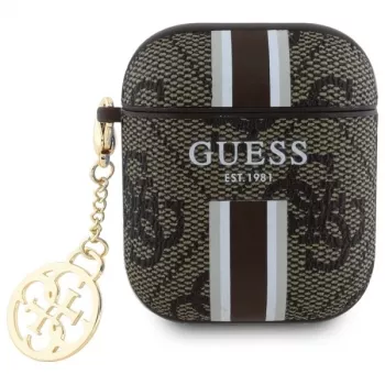 Guess GUA2P4RPSW AirPods 1/2 Cover brun 4G Printed Stripes Charm