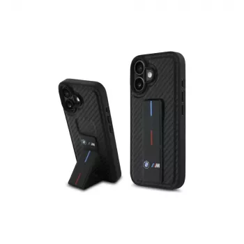 BMW BMHCP16SGSPCCK M Grip Stand Smooth and Carbon Hardcase til iPhone 16 6.1 – sort