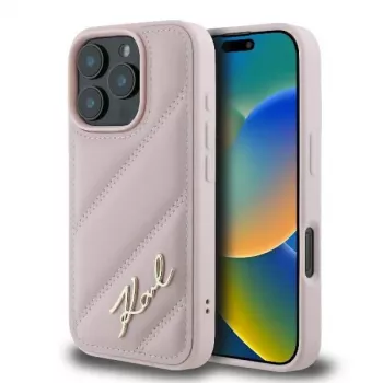 Karl Lagerfeld Quilted Signature Case til iPhone 16 Pro - Pink