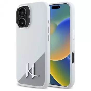 Karl Lagerfeld KLHMP16SSCMKMPCH Hardcase Silikonecover til Apple iPhone 16 6,1 inch, hvid, MagSafe