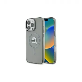 Karl Lagerfeld KLHMP16LHLSKIK Hardcase IML Metal Karl Head MagSafe til Apple iPhone 16 Pro 6,3 inch sort