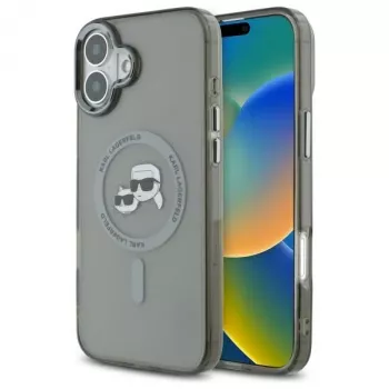 Karl Lagerfeld KLHMP16MHLSKCK Hardcase IML Metal Karl & Choupette Head MagSafe for Apple iPhone 16 Plus 6.7 inch, Black