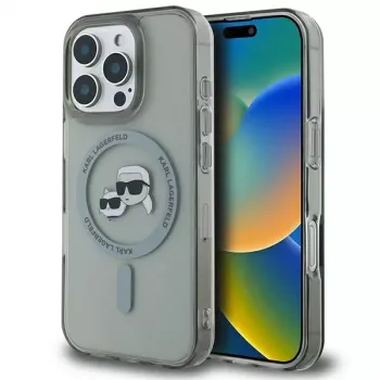 Karl Lagerfeld KLHMP16XHLSKCK Hardcase IML Metal Karl & Choupette Head MagSafe til Apple iPhone 16 Pro Max 6,9 inch, sort