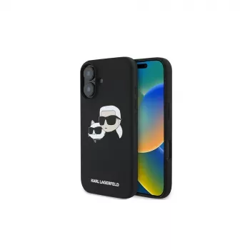 Karl Lagerfeld iPhone 16 Plus 6,7 inch sort Hardcase Silikone Double Heads Print MagSafe