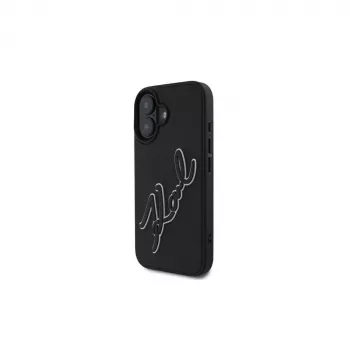 Karl Lagerfeld 3D Rubber Bicolor Signature Case til iPhone 16 (sort)