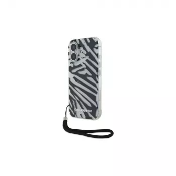 Karl Lagerfeld IML Zebra Pattern & Cord Back Cover for Apple iPhone 16 - Black