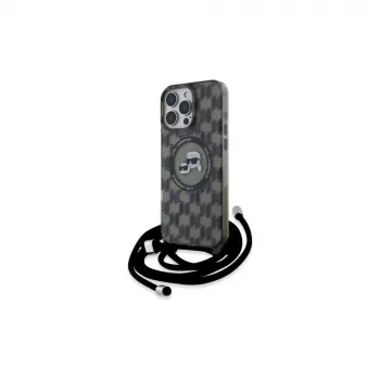 Karl Lagerfeld KLHMP16XHCKCKLCK iPhone 16 Pro Max 6,9 inch sort Hardcase IML Crossbody Monogram Karl & Choupette Head MagSafe