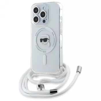 Karl Lagerfeld KLHMP16XHCKHNT iPhone 16 Pro Max 6,9 inch Hardcase Transparent Crossbody IML Karl Head MagSafe