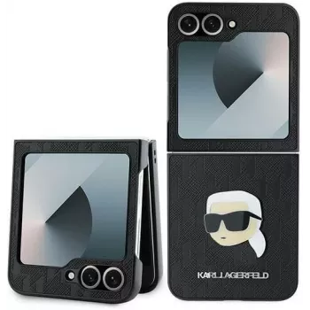 Karl Lagerfeld KLHCZF6PGKSKIHK Saffiano Monogram Hard Case til Samsung Galaxy Z Flip 6 / Z Flip 7 FE, sort