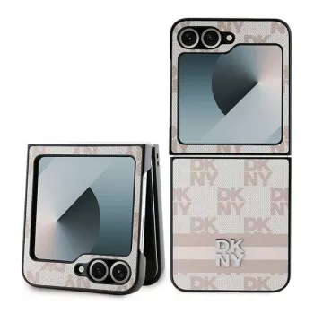 DKNY DKHCZF6PCPTSSP beskyttelsescover til Samsung Galaxy Z Flip 6 - pink ternet mønster med striber