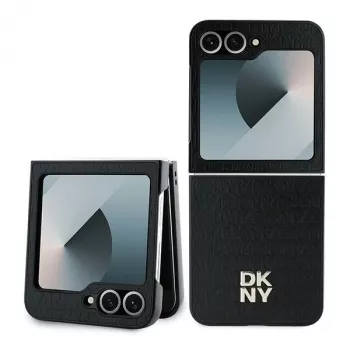 DKNY DKHCZF6PSHRPSK beskyttelsescover til Samsung Galaxy Z Flip6 / Z Flip7 FE - sort Repeat Pattern Stack Logo