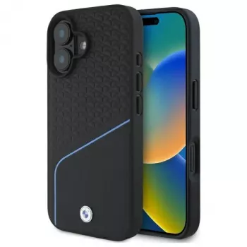 BMW Sign Leather Textured And Line MagSafe hardcase til Apple iPhone 16 6,1 inch - sort