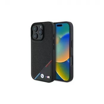 BMW M Perforated Tricolor Line hardcase til iPhone 16 Pro 6,3 inch - sort MagSafe