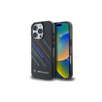 BMW Motorsport IML Random Stripes hardcase til Apple iPhone 16 Pro 6,3