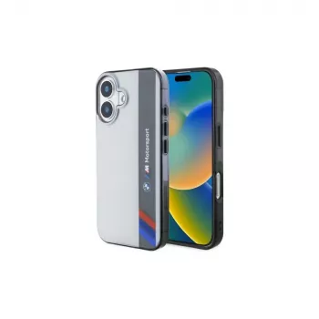 BMW BMHCP16S23HTFEG iPhone 16 6,1 inch grå hardcase Motorsport IML vertikal stribe