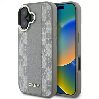 DKNY DKHMP16SPCPVSLE Hardcase til Apple iPhone 16, beige karomønster med MagSafe