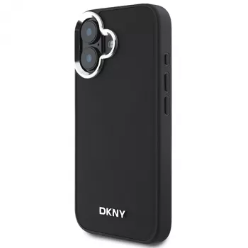 DKNY DKHMP16SPSCMCLK Hard Case til Apple iPhone 16 6,1 inch sort Plain Silver Logo MagSafe
