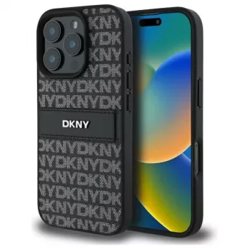 DKNY DKHCP16XPRTHSLK Hard Case til iPhone 16 Pro Max 6,9 inch sort med tonalt stribemønster