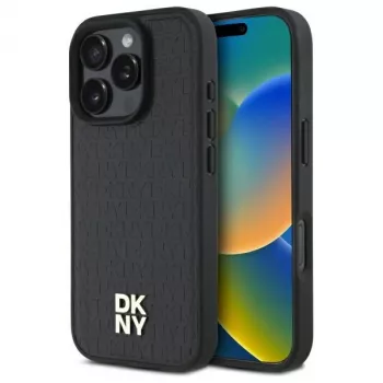DKNY DKHMP16XPSHRPSK Hard Case til Apple iPhone 16 Pro Max 6,9 inch sort Repeat Pattern Stack Logo MagSafe