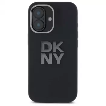DKNY DKHCP16SSMCBSK iPhone 16 6,1 inch Hardcase Liquid Silicone Metal Logo sort