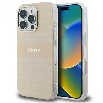 DKNY DKHMP16LHRHSEP Hardcase til Apple iPhone 16 Pro 6,3 inch pink Repeat Texture Pattern & Stripe MagSafe